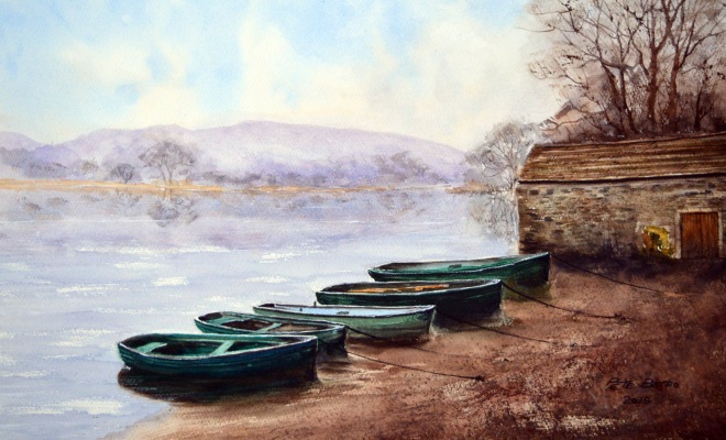 A Quiet Day At The Boathouse. Watercolour on Fabriano Artistico paper. 1/2 imperial.