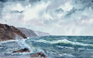 The Restless Sea - Watercolour on Arches rough paper. 140lb. 1/2 imperial. SOLD